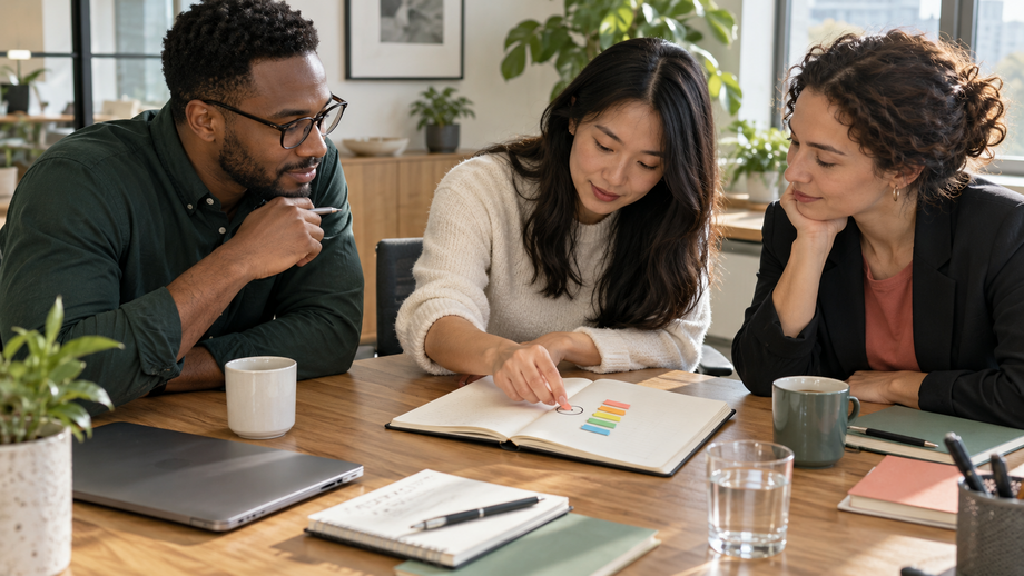 A team creates a clear visual anchor at the close of a meeting so the decision can be found later